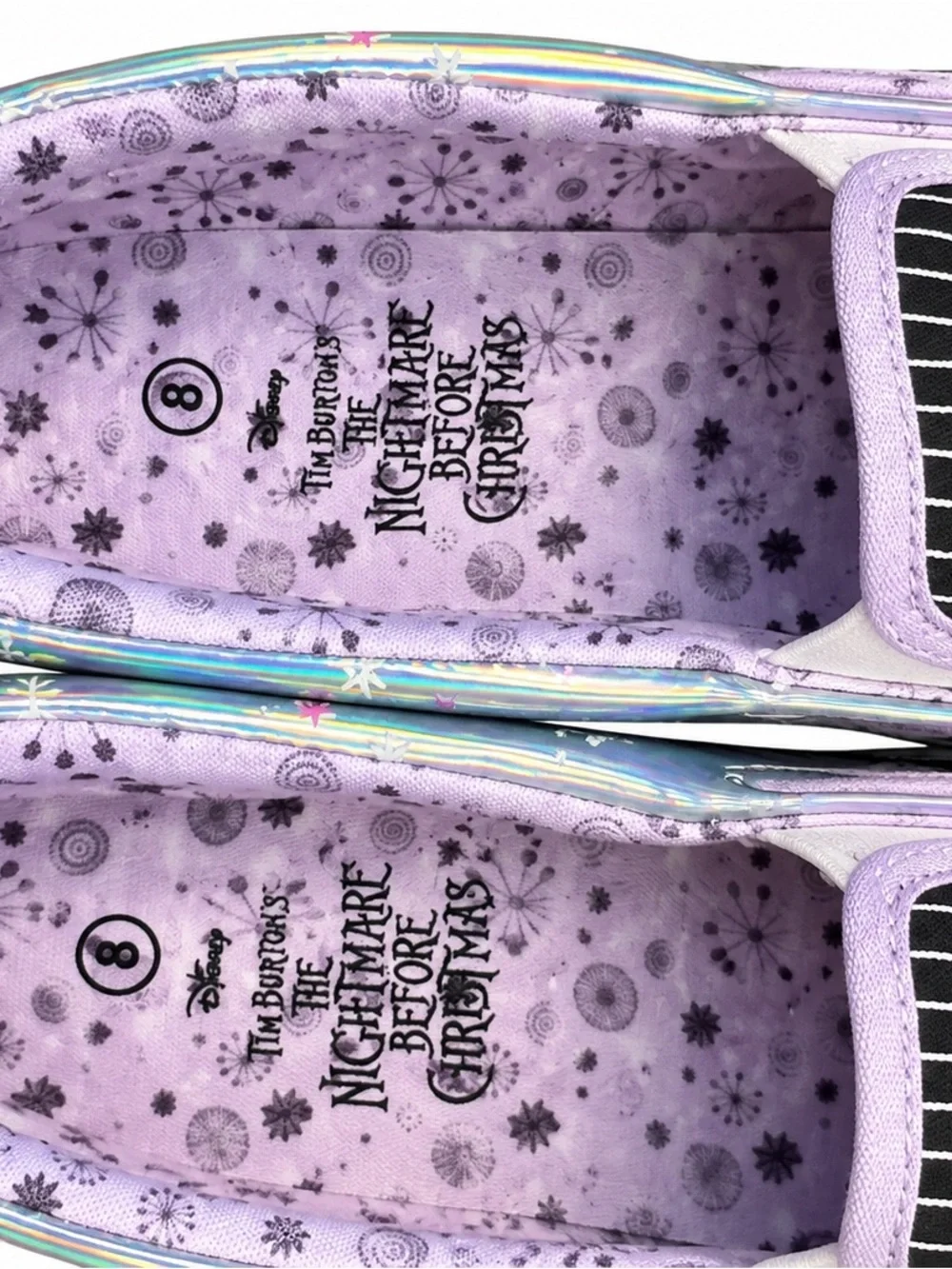 Disney Nightmare Before Christmas Jack & Sally Slip-On Sneakers Size 8 NW